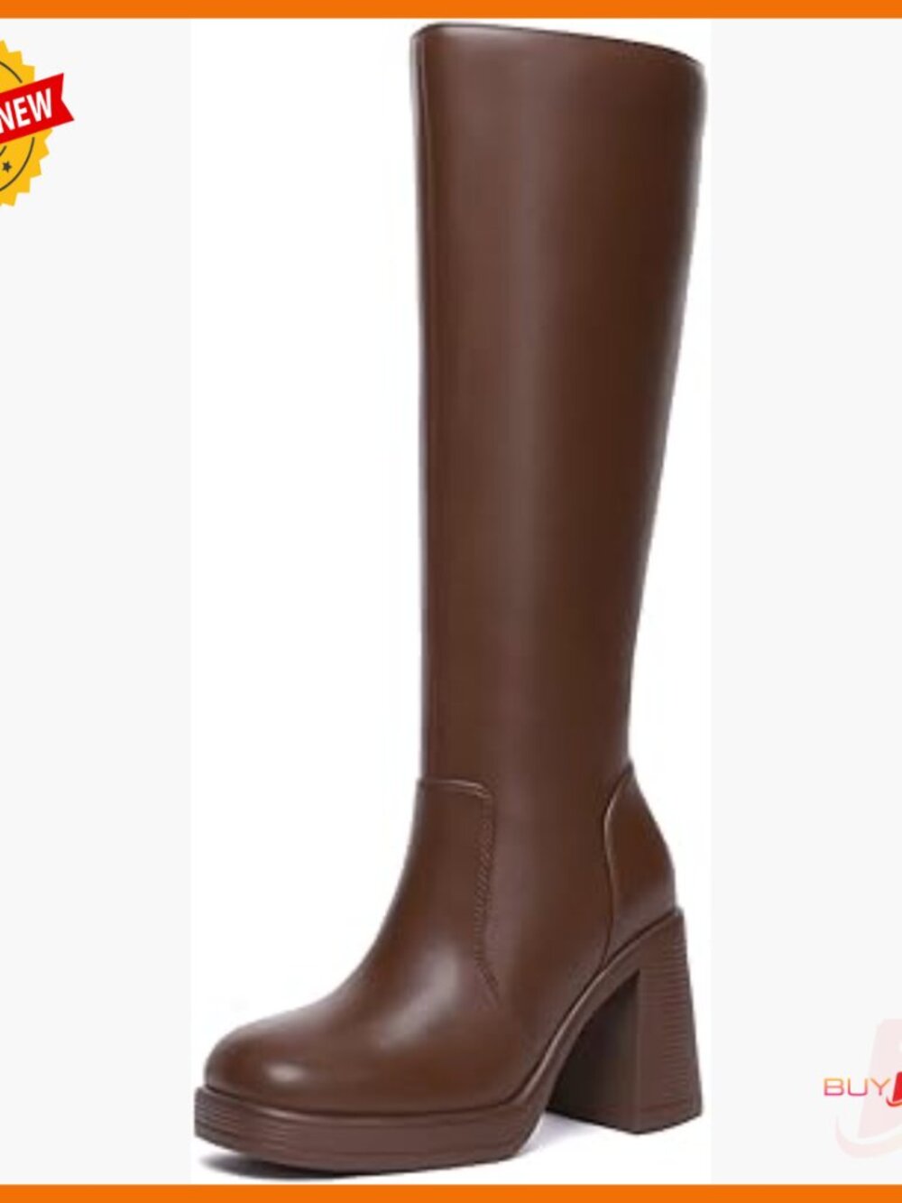 Knee High Platform Boots Chunky Heel Square Toe Women's Fashion Booties